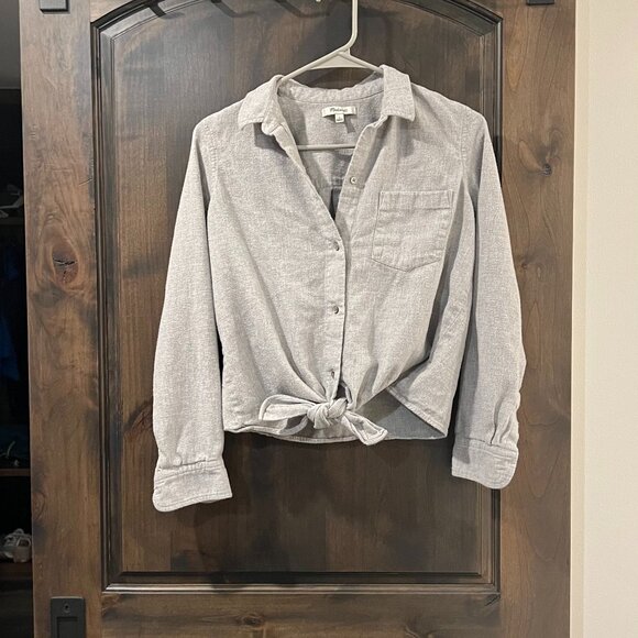 Madewell flannel tie front top size small - Picture 1 of 2